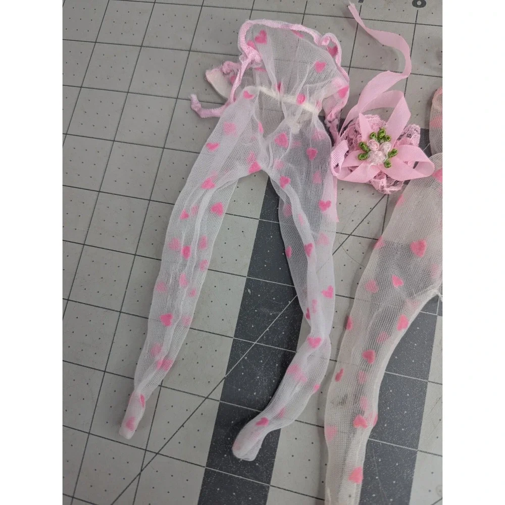 Fashion Doll Lingerie Pink Hearts‎ Lace Outfits Lot READ Damaged